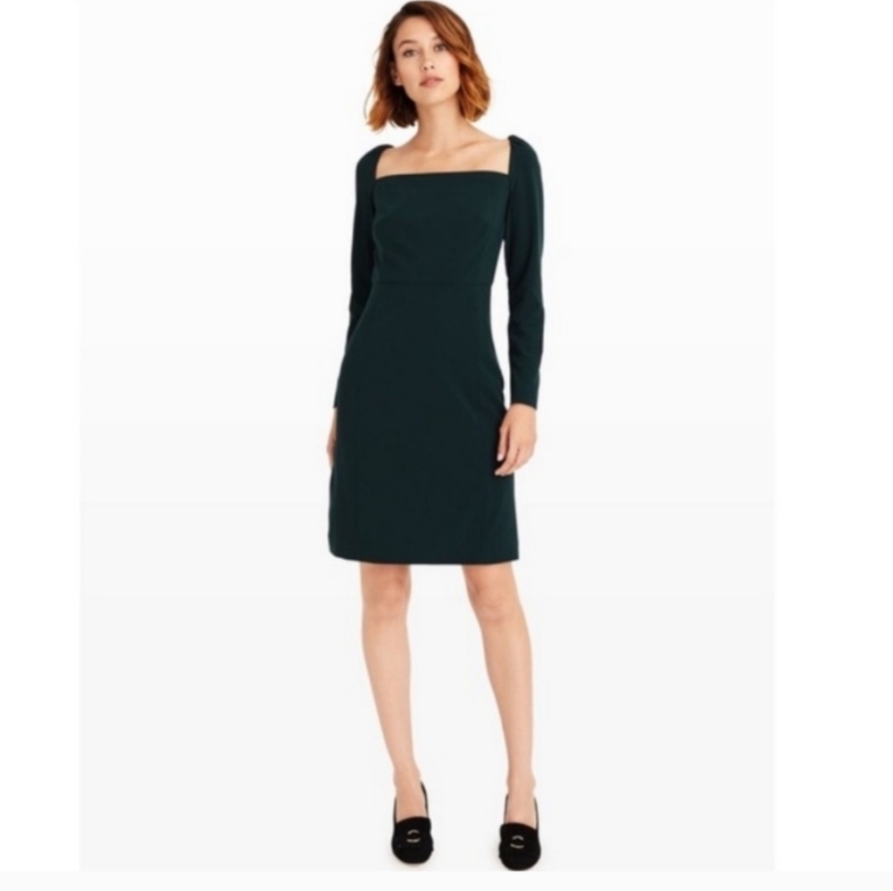 Club Monaco Dark Green Long Sleeve Square Neck Dress - Picture 5 of 14